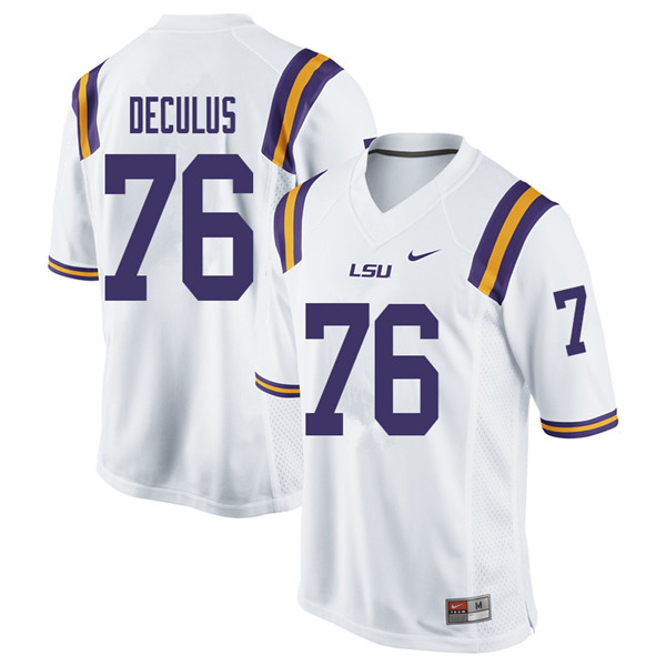 Men #76 Austin Deculus LSU Tigers College Football Jerseys Sale-White